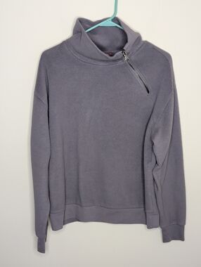 Betsey Johnson Gray Asymmetrical Zip Fleece Pullover